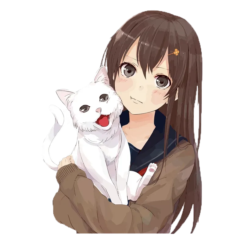 Dutch Anime Girl White Cat